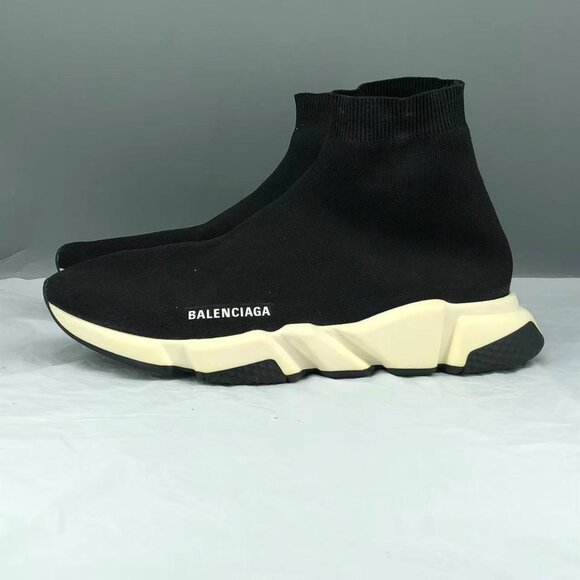 Balenciaga Black and White Sock Sneakers - Picture 4 of 10